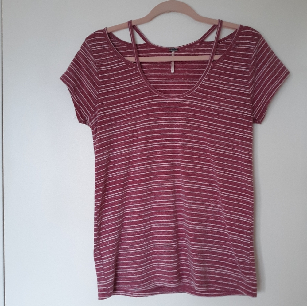 Poof Couture | Cold Shoulder Short Sleeve T-Shirt